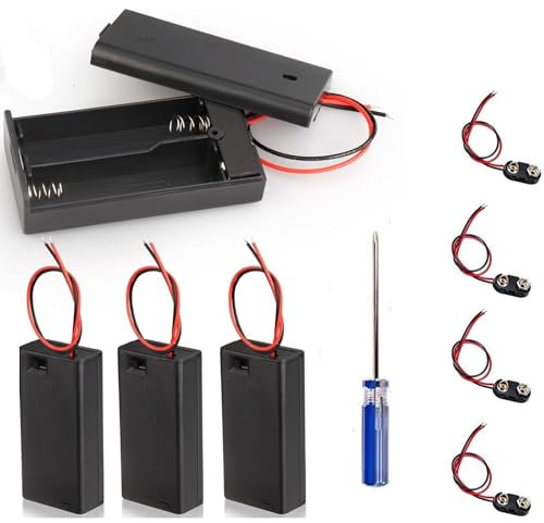 4PCS 9 Volt Battery Holder with Switch,9V Battery Storage Box for CCTV, Motor, Solenoid, LED Strip with Screwdriver with Screwdriver, Cover ON/Off Wire Lead Soft Shell (Type I)