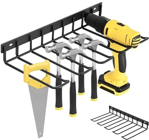 Jellybibo Étagère murale à outils à 1 niveau, étagère à outils, support mural, étagère murale, organisateur d'outils, porte-outils mural, support de visseuse sans fil pour garage, atelier et bricolage