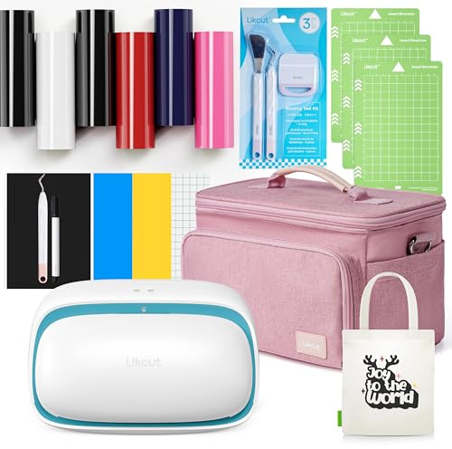 Likcut Glee S501 Plotter de Corte de Vinilo y Troqueladora Electrónica Portátil, Kit para Crear con HTV y Manualidades DIY, Incluye Bolsa de Almacenamiento, Azul