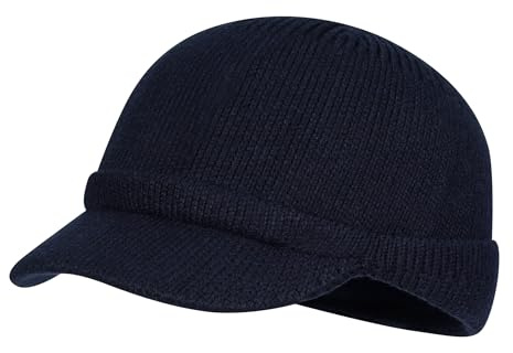 CLAPE Ullbeanie, mössa med skärm, varm, vintermössa, män, stickad mössa, dam, akrylstickad mössa, elastisk, kort brätte hatt