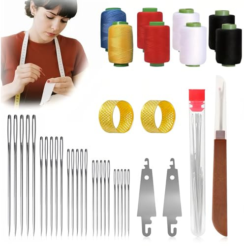 Big Eye Steel Sewing Needles Kit – 39pcs Sewing Tool Set, Needles Thread Hand Repair Tools,Multi-Size Stainless Steel Needles for DIY Repairs, Embroidery & Beginners