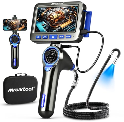 Cámara endoscópica con luz 360°Endoscopio 6,2 mm de inspección, Cámara de tuberías HD 5,0,Cabeza Flexible con 6 LED,IP67 Resistente al Agua,Cámara Flexible de Canal de 1 Metro, Herramienta para Auto