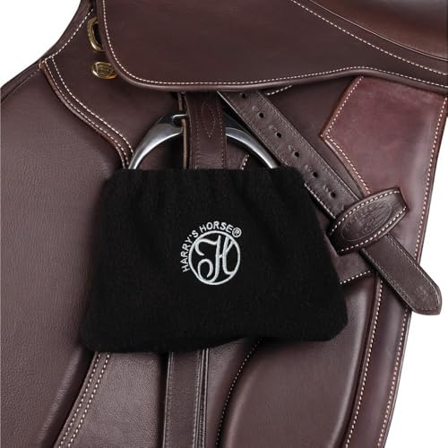 Equine Smile ES5015 stigbygsskydd stigbyglar av fleece sadelskydd för stigbyglar mjukt material mot repor och smuts par (svart, kort – fleece)