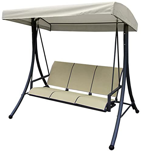 VERDELOOK | Amalfi, Dondolo a 3 Posti, Struttura in Acciaio, 178x113x165 cm, Beige, Arredo Giardino