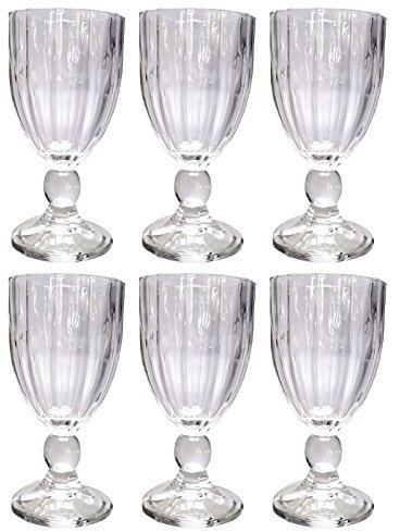 GMMH Juego de 6 copas de vino vintage con relieve (350 ml), diseño de rayas, para boda, jarra, postre, copas de cristal, copas de vino, de agua, champán