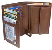 TRAVANDO Geldbörse Herren Dublin - TÜV geprüft - 13 Kartenfächer - Hochformat - RFID Schutz - Geschenk für Männer - inklusive Geschenk Box - Designed in Germany (Braun)