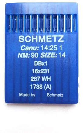 10 Aiguilles pour Machine à Coudre Industriel Schmetz - 16X231 / DBX1 / 1738 (A) Épaisseur 90/14 Piston Rond