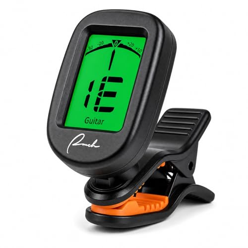 Ranch Guitar Tuner Clip On for Acoustic/Electric Guitar, Ukulele, Violin, Bass, Banjo - Fast & Accurate Chromatic Tuner with Noise Immunity Durable String Instrument Tuners - Classic Black