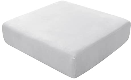 BXFUL Sofa Seat Cushion Covers, Sofa Cushion Slipcovers Stretch Velvet, Couch Cushion Covers Replacement for Individual Cushion with Elastic Fabric (1-Seater,Light Grey)