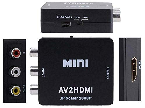 Multibao RCA to HDMI Adapter, AV to HDMI Converter, 1080P Mini RCA Composite CVBS Video Audio Converter with USB Power Cable for PC Laptop Xbox PS4 PS3 TV STB VHS VCR Camera DVD Supports PAL/NTSC