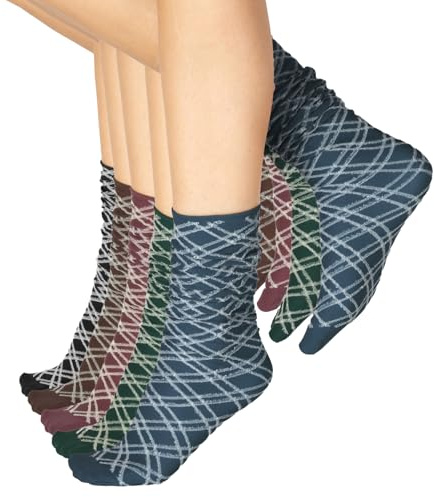 CALZITALY PACK 4/5 PAIA Calze Taglio Vivo, Calze senza Bordo Elastico, Calzini Opachi, Calzini Rombi, Gambaletti Donna | Verde, Blu, Naturale, Nero | Made in Italy (Taglia unica, 5 Paia Rombi Latte)