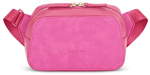 Expatrié Bandolera Mujer Pequeña Lila - Fleur - Bolso de Mano de Cuero Vegano - Para el Ocio, para Salir y Fiesta - Repelente al Agua