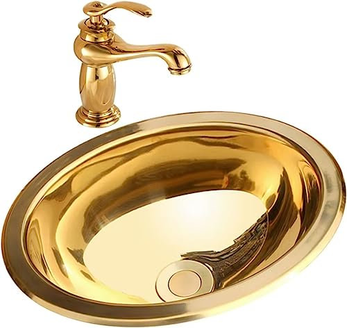 Waschbecken Kleines Einzelwaschbecken 304 Edelstahlspüle Bar Goldwaschbecken Yacht Caravan Waschbecken Balkon Unterbauwaschbecken (Farbe: Gold, Größe: 33,5 * 27 * 12 cm)
