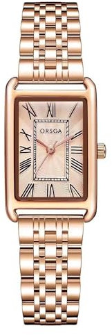CIVO Damenuhr Edelstahl Armbanduhr Vintage: Roségold Rechteckige Damen Uhren Retro Analog Quarz - Klassische Damenuhren Römische Nummer Mode Kleid Geschenke für Frauen