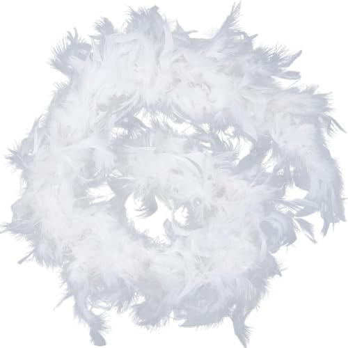 GORGECRAFT Boas de Plumas de 210cm de Largo Chandelle Plumas de Pavo Mardi Gras Boa Esponjosa para Ideas de Fiesta de Muy Buen Gusto Boda DIY Manualidades Vestido Accesorio de Halloween Blanco