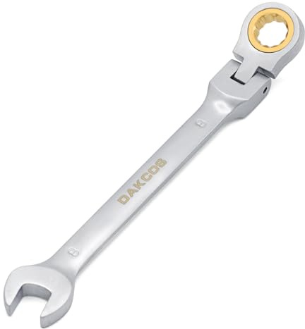 DAKCOS Chiave combinata a cricchetto con oro testa flessibile, 8 mm, in acciaio al cromo