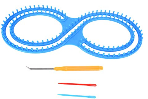 Cocoarm S Shaped Knitting Loom, 8-Shaped Knitting Loom Set, Plastic Loom Knitting Board with Crochet Suture Needles for DIY Blanket Socks Scarf Hat