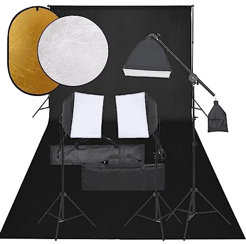 SKM Kit de Estudio fotográfico con Set de Luces, Fondo y Reflector,Cámaras y Objetivos,Fotografía,Iluminación y Estudio,Flashes e iluminaciones de Estudio,Negro,3094689