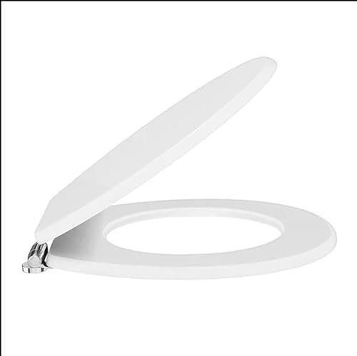Marco Paul 18 Universal Fit Quick Release White Toilet Seat - Heavy Duty Wooden Oval Toilet Seat - Adjustable Hinges, Easy Clean MDF, Replacement Bathroom Seat for Homes and Offices