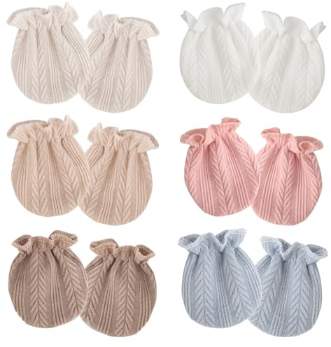 AQOKKA Newborn Baby Mittens No Scratch Cotton Elastic Wrist Gloves Infant Toddler Mittens for Baby Boy Girl 0-6 Months