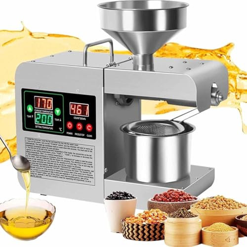 Piccola Pressa per Olio Automatica, Estrattore Automatico per Olio Da Cucina Da 820 W, Estrattore per Olio Di Semi Freddo E Caldo, Pressa per Olio Con Controllo Della Temperatura Da 50 a 250 ℃