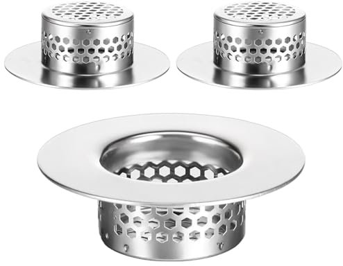 Stainless Steel Hair Catcher & Drain Strainer 3 Pack - Universal Fit 1.2-1.6 Bathroom Sink, Shower, Tub - Anti-Clog, Reusable Bath Drain Filter (UK Home)