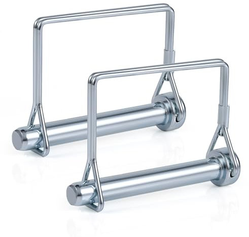lasuroa 2 Pack 3/8 x 2-3/4 Inch Trailer Coupler Pin, Zinc Plated Heavy Duty Hitch Pins Safety Wire Lock Pin Clip for Towing Farm Trailers RV Boat PTO Shaft & Lawn Equipment