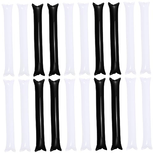 NAMOARLY Inflatable Cheering Sticks Party Leaders Stick Concert Noise Maker 24pcs Thickened White and Black for Sports Events Birthday Wedding