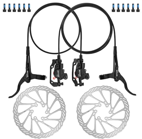 AEYINO Set di freni a disco per mountain bike, linea idraulica MTB per freni a disco con pinza e leve in lega di alluminio/160 mm rotor/is/PM adattatore universale per bici elettriche/biciclette