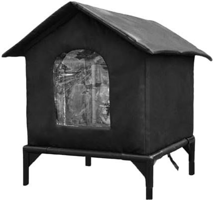 Yaztauho Insulated Outdoor Cat House - Waterproof Weatherproof Fully Insulated Shelter, Oxford Cloth Cat Kennel With Elevated Base, Warm Ferals Cats Tent, Pet House For Winter Barn Backyard Garden