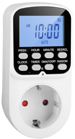 Digitale Zeitschaltuhr Steckdose, Timer Steckdose mit 16 Programmen & Zufallsmodus für Heimsicherheit, 24Std-Woche Zeitschaltuhr Digital Stecker Licht-Schalter mit LCD Hintergrundbeleuchtung für Innen