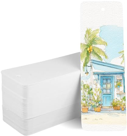 150 ark 15 x 5 cm akvarell tomma bokmärken, 300 g/m² vattenfärgspapper | Papper bokmärken hantverk med hål, kort akvarellpapper tomt, för gör-det-själv-målning, akvarell, akryl, gouache, färgpennor