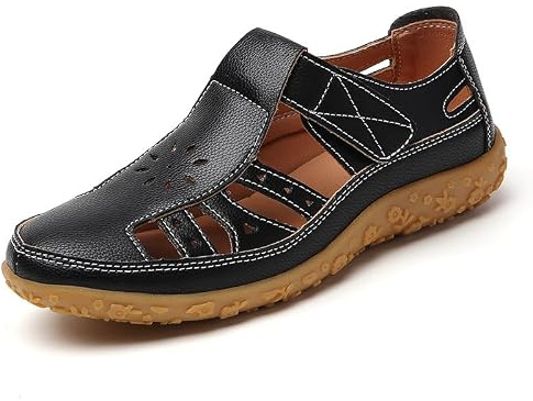 Sandales orthopédiques pour femme - Bout fermé - Sandales plates de gladiateur - Soutien de la voûte plantaire - Bride croisée - Plateforme vintage - Chaussures de sport creuses