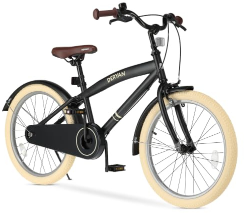 Deryan Coastline - Bicicleta infantil de 20 pulgadas, con soporte, con sillín ajustable y manillar, para niños y niñas, de 7 a 13 años, color negro