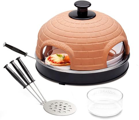 Monsterzeug Mini four électrique à pizza - Pour la maison - Avec poêlons à pizza avec poignées isolées