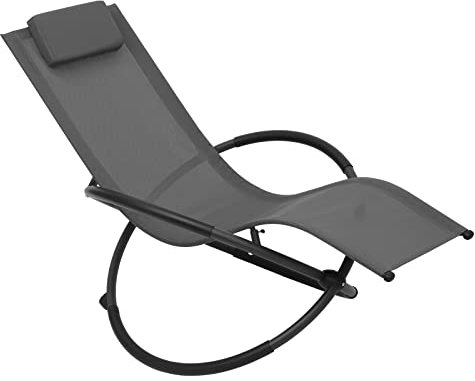 WOLTU Schaukelliege Gartenliege klappbar mit Kopfstütze, Schwingliege Outdoor Relaxliege mit Armlehnen, für Garten Balkon Terrasse, Grau