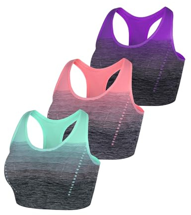 Sykooria Women's Sports Bra Mid Support Wirefree Racerback Workout Bra Removable Padding Yoga Gym Running Crop Top