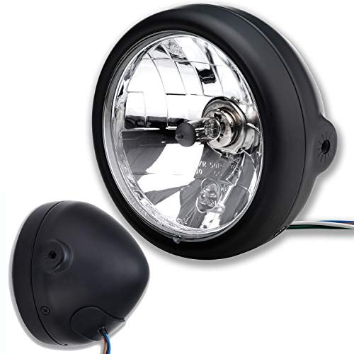 ToXx Motorrad Haupt Scheinwerfer Bullet Bates Style schwarz e-geprüft