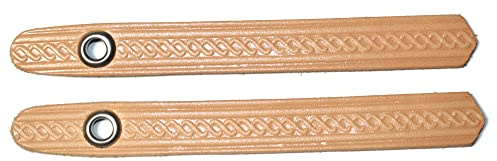 Pair of Accordion Bellows Leather Straps. Bellow Closure 14cm (Natural Color.)