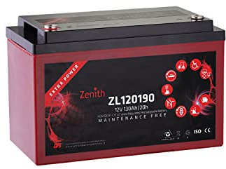 BATTERIA ZENITH ZL120190 AGM 130Ah DEEP CYCLE SCARICA LENTA VEICOLI ELETTRICI FOTOVOLTAICO EOLICO CAMPER NAUTICA GOLF CAR