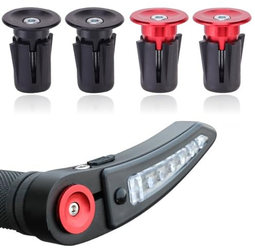EIHI 2 Paar Fahrradlenker-Endstopfen, 22Mm Lenker-Endkappen,Fahrrad Bar Ends, Legierung Lenkerendstopfen,Fahrrad-Lenkerstopfen Für Die Meisten Fahrräder, Mountainbikes, Rennräder (Schwarz,Rot)
