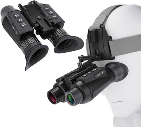 HUVIOVED NV8300 Head-Mounted Night Vision Goggles for Adults, 4K 3D Visual Digital Night Vision Binocular with Head Strap and 32GB Memory Card, 7 Gear Infrared, 8X Digital Zoom