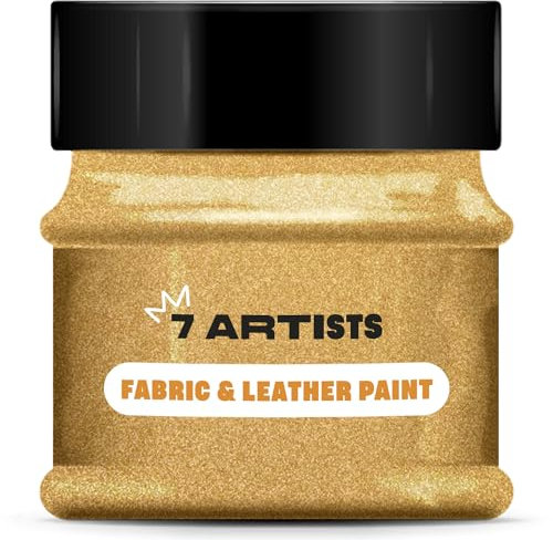 7 Artists Pintura Textil Dorada Glitter 50 ml Pintura para Tela | Pintura Textil Permanente y Lavable | Pintura Tela | Pintura para Ropa | Pintura para Cuero | Pintura Zapatillas | Pintura Cuero
