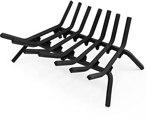 COSTWAY Estante para Leña para Chimenea de 46 CM, Soporte Para Leña Resistente con 7 Barras de Hierro, Diseño en Forma de V y Altura Elevada, Chimenea, Hoguera para Exteriores