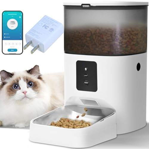 2.4G Automatic Cat Feeder, 4L WiFi Food Dispenser with 10s Voice Recorder, Pet Feeder up to 10 Meals per Day, Timed Cat Feeder with Dry Food Sealed Ring