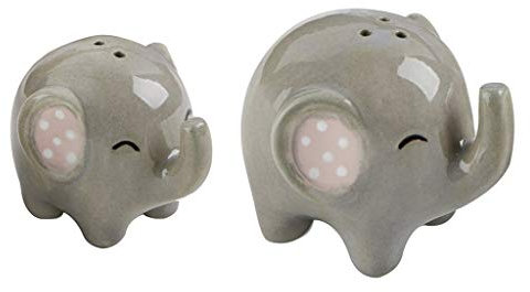 Lot de 2 salières et poivrières en céramique en forme d'éléphant