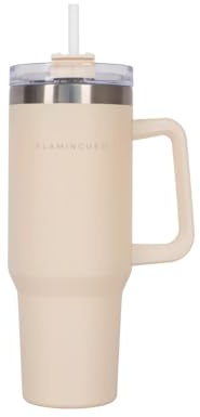Flamingueo Termo 1,18L - Botella Agua Acero Inoxidable - Tumbler - Con Pajita y Asa - Bebidas Frías 24h y Calientes 10h - Vaso Termico