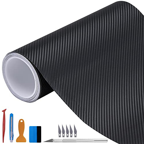 NewL Vinilo adhesivo 3D de fibra de carbono con liberación de aire, sin burbujas, incluye herramientas de montaje (100 x 300 cm), color negro