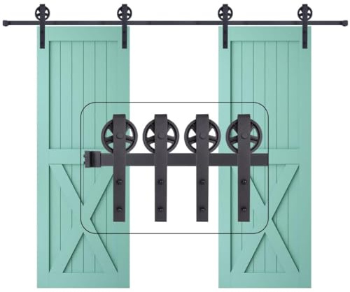 EGTink 200cm Schiebetür Komplettset Schiebetürbeschlag für Schiebetürsystem Schwarz Schiebetür Schiene für Doppelschiebetür