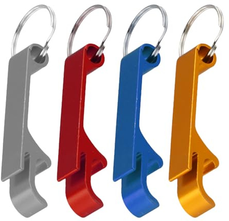 4 Piezas Llaveros Abrebotellas, Abrebotellas de Cerveza, Abridores de Botellas de Aluminio, Mini Llavero Abrebotellas, Ideal para Viajes, Camping, Festivales, Fiestas y Reuniones